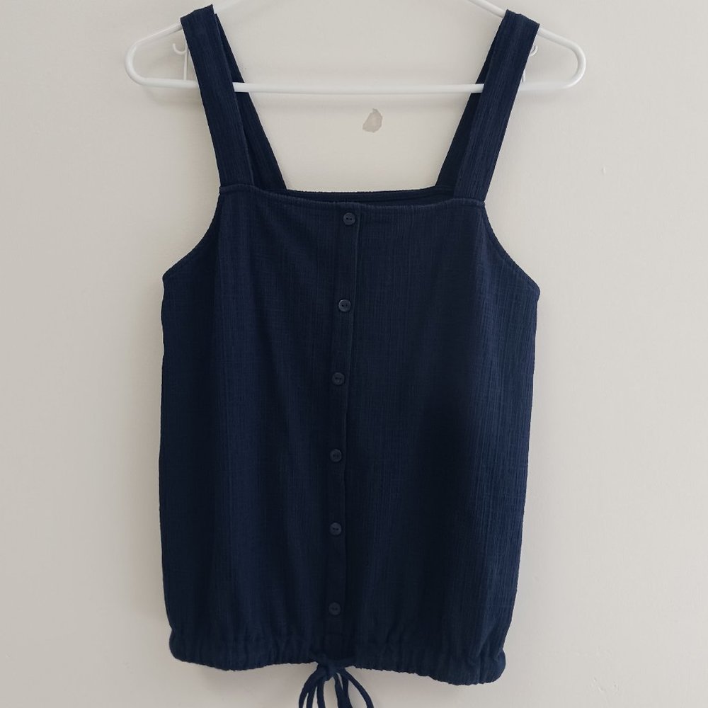 LOFT Navy Button-Down Tank Top Size XS